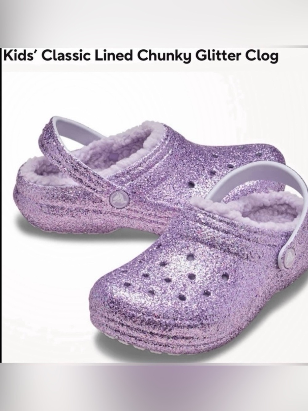 Crocs Kids’ Classic Lined Chunky Glitter Clog